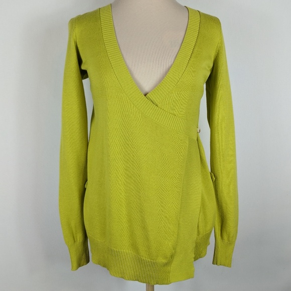 Anthro | Moth chartreuse wrap sweater XS - Picture 2 of 8